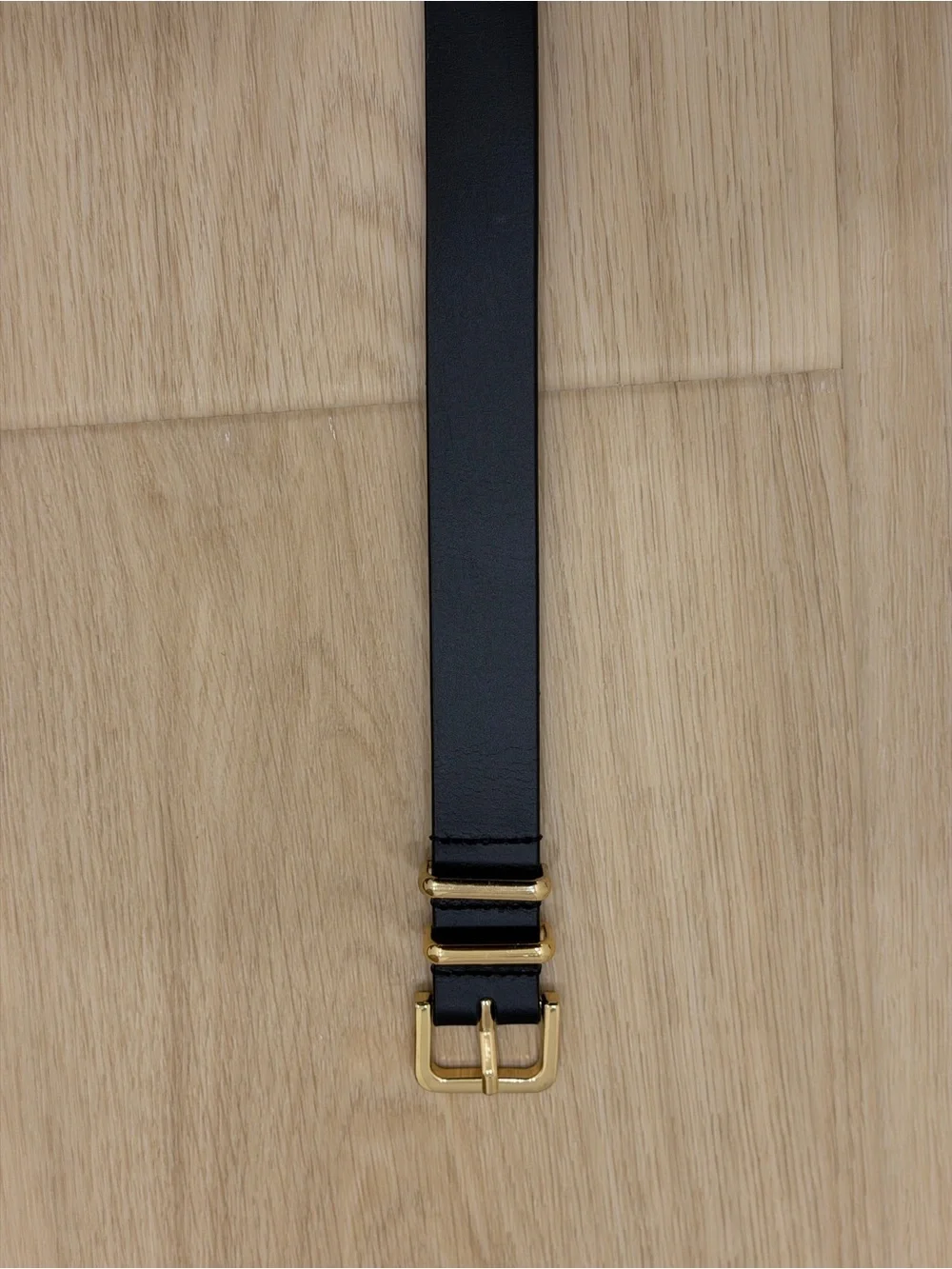 Abercrombie & Fitch Black Leather Belt with Gold Hardware
